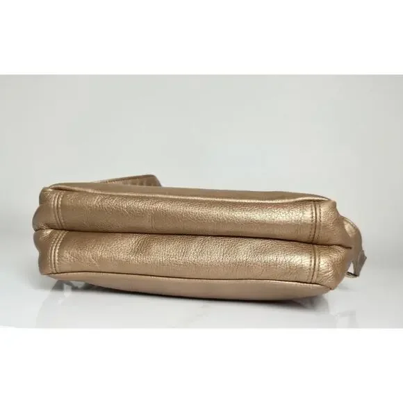 Vintage SAS Metallic Bronze Gold Crossbody Purse Handbag Croc Accents - Picture 4 of 7